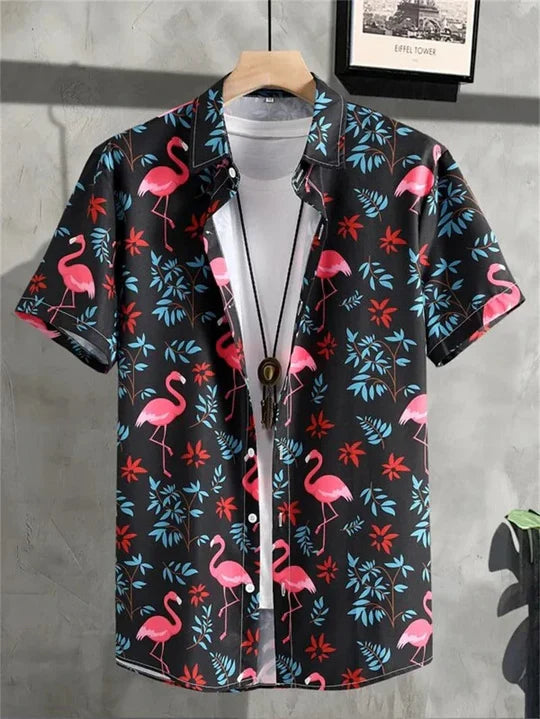 Men's vacation outfit essential: a 3D floral print Hawaiian shirt for stylish beach wear