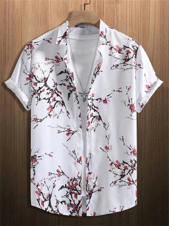Tropical style men's apparel: 3D floral print Hawaiian shirt designed for vacation outfits