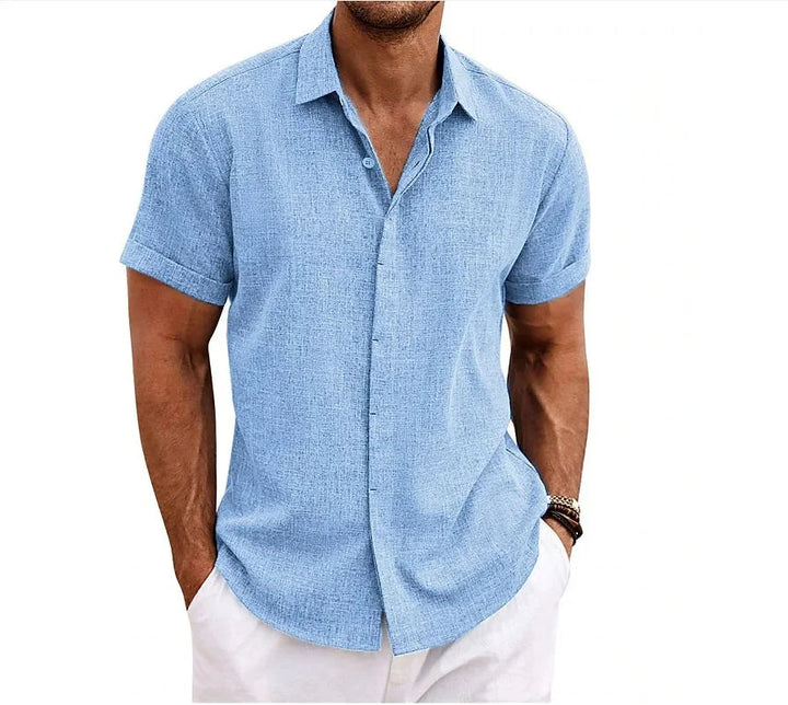 New men's cotton-linen blend shirt, breathable and comfortable, designed for summer fashion