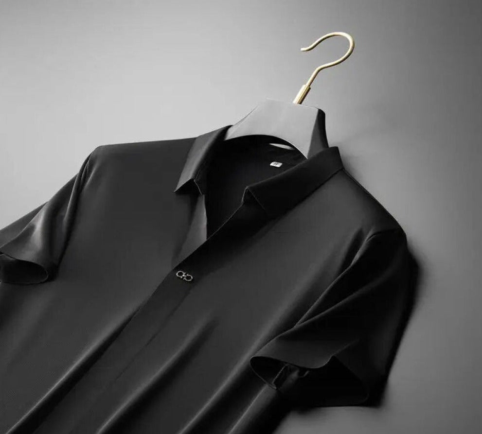 Modern men's casual wear: polo shirt and tapered pants combo, great for summer fashion