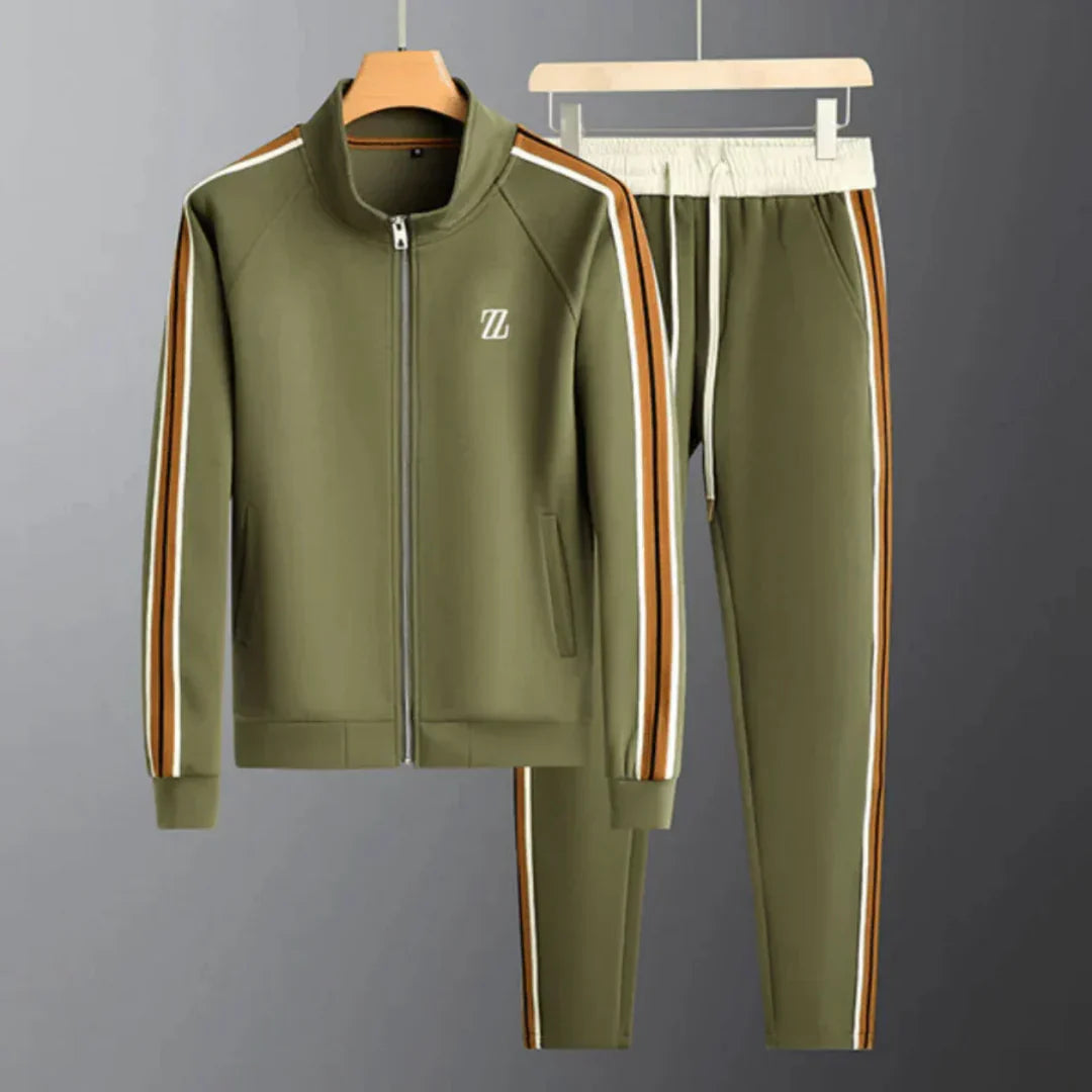 Men's new grey cotton blend tracksuit set, comfortable for athletic wear or lounging