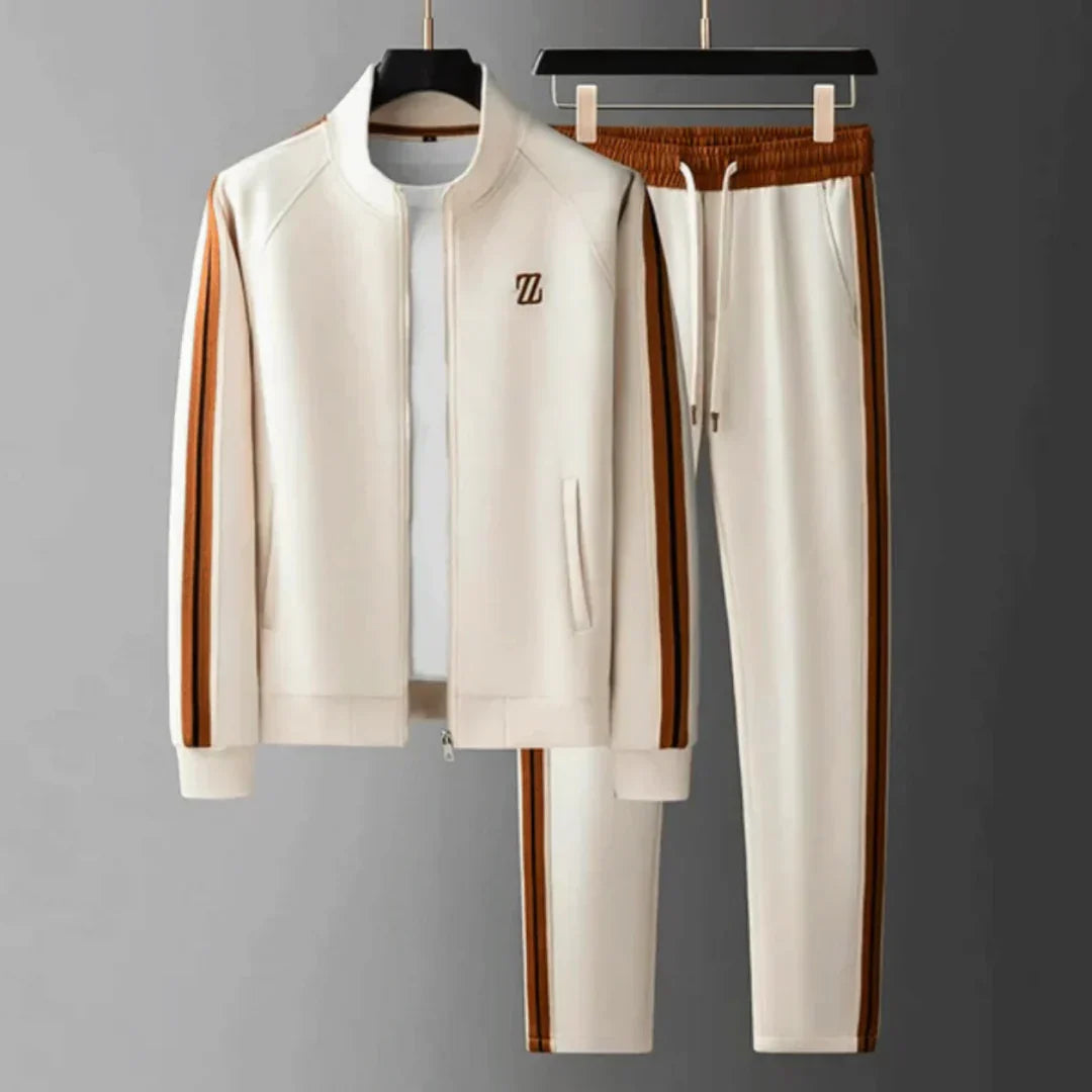 Relaxed fit men's athleisure tracksuit in a dark shade, ideal for casual wear, front view