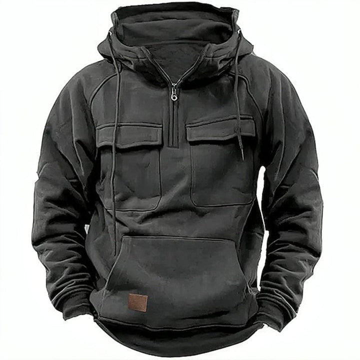 Men's new retro motorcycle hoodie, full zipper, polyester, comfortable casual outerwear