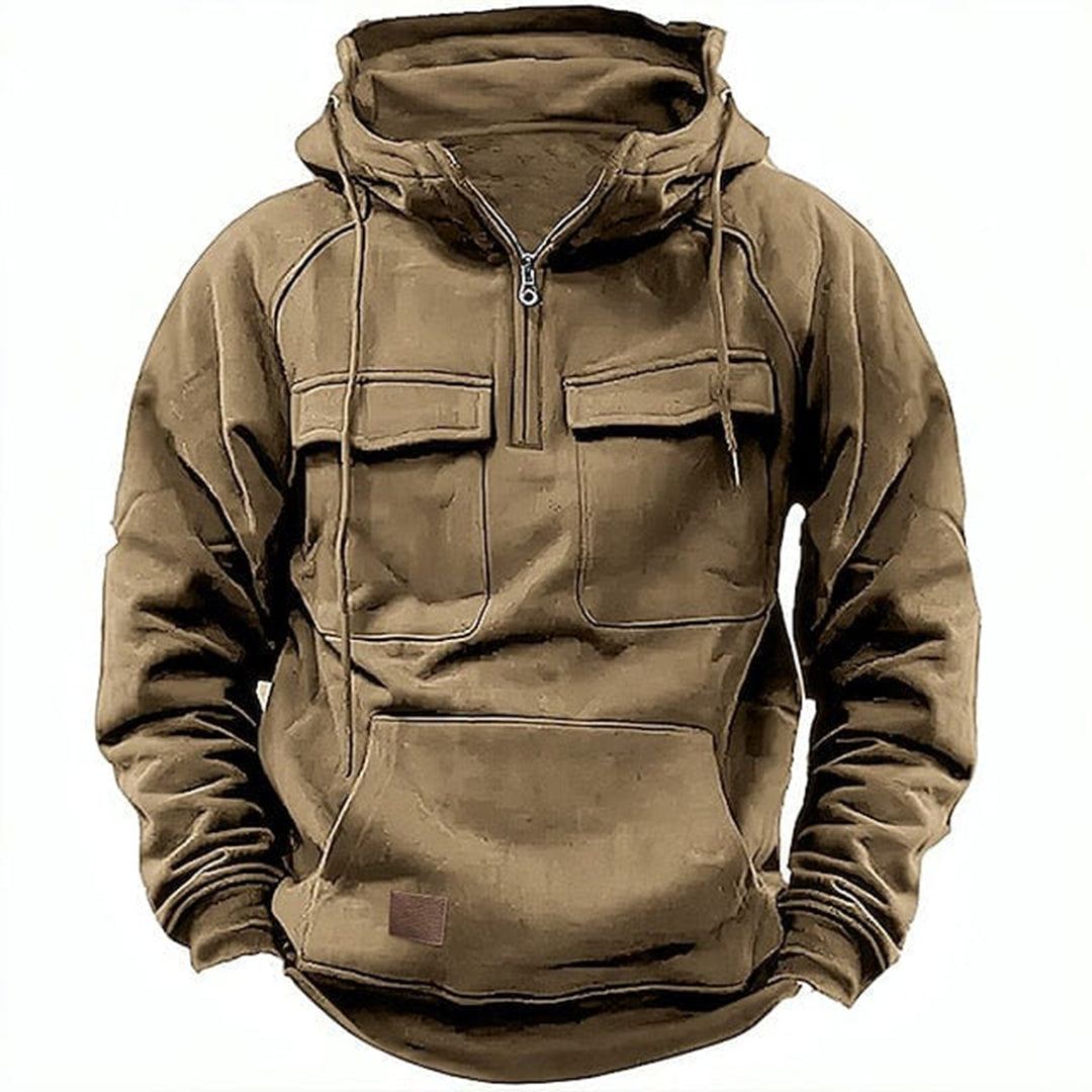 Casual men's retro motorcycle jacket hoodie, comfortable and warm, perfect outerwear