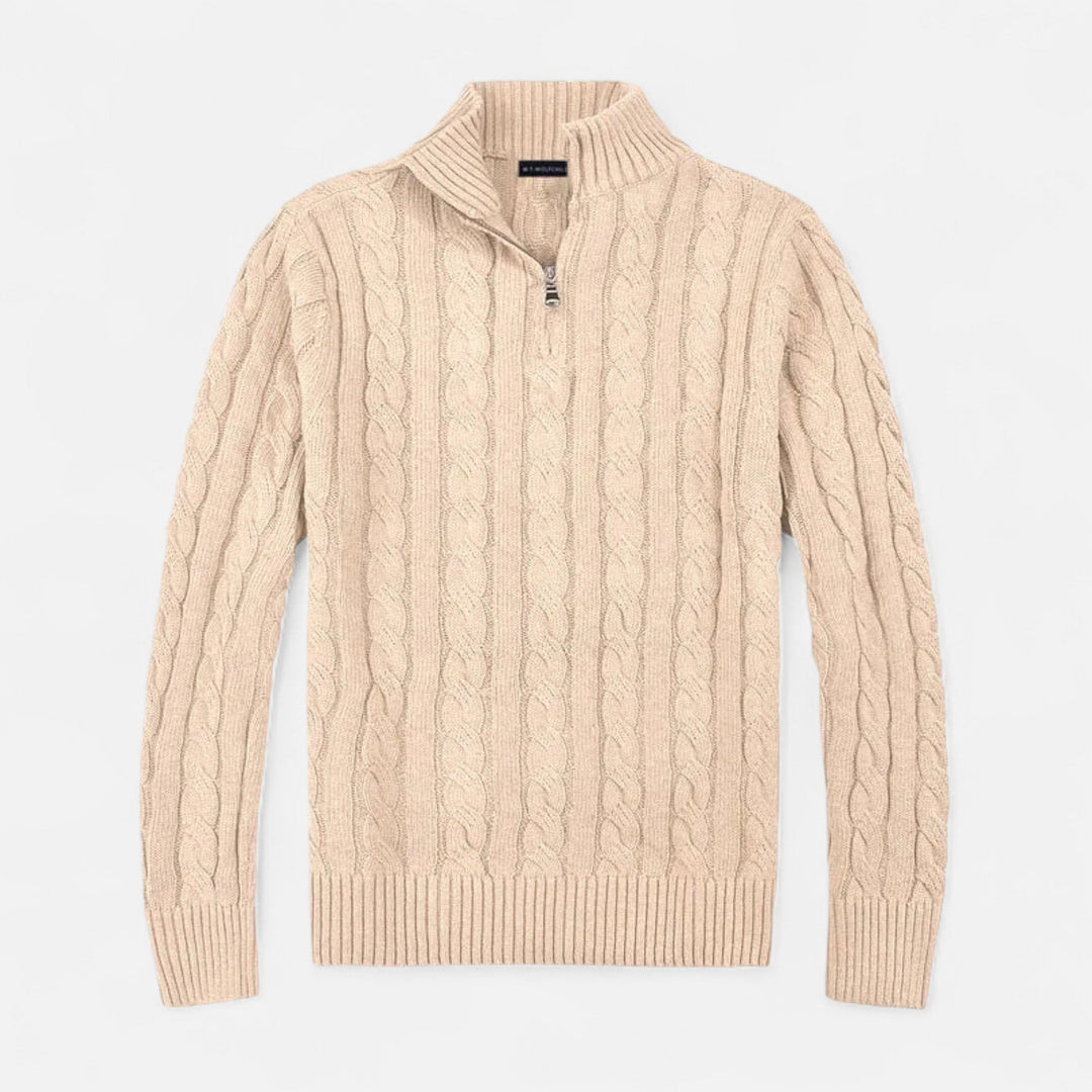 Men's Old Money half-zip sweater in a classic knit, offering timeless style and refined comfort. Ideal for casual luxury.