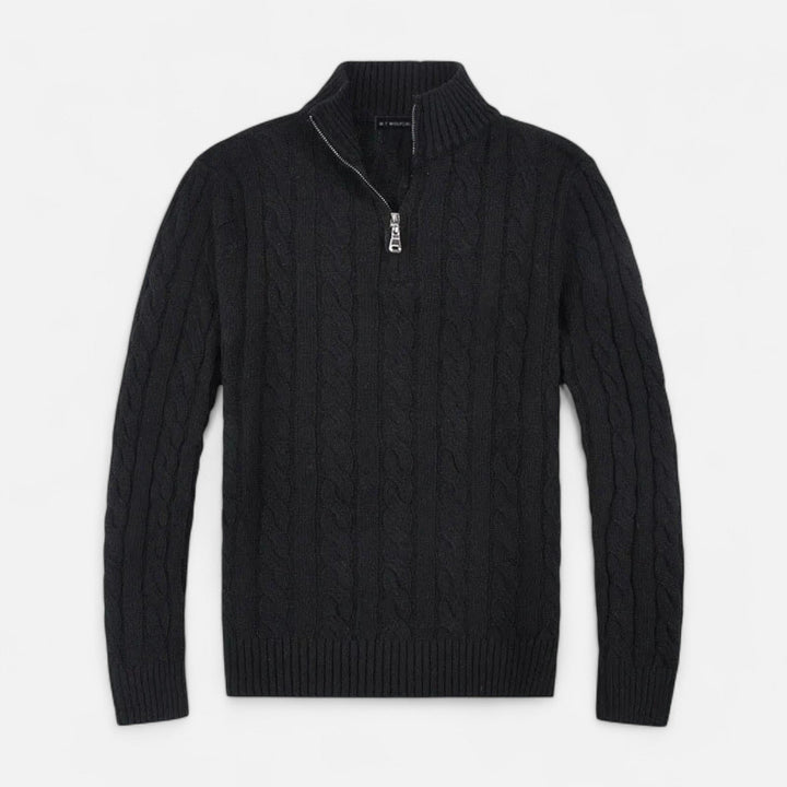 Comfortable men's old money half-zip sweater, perfect for casual luxury and elegant winter fashion. A classic pullover.
