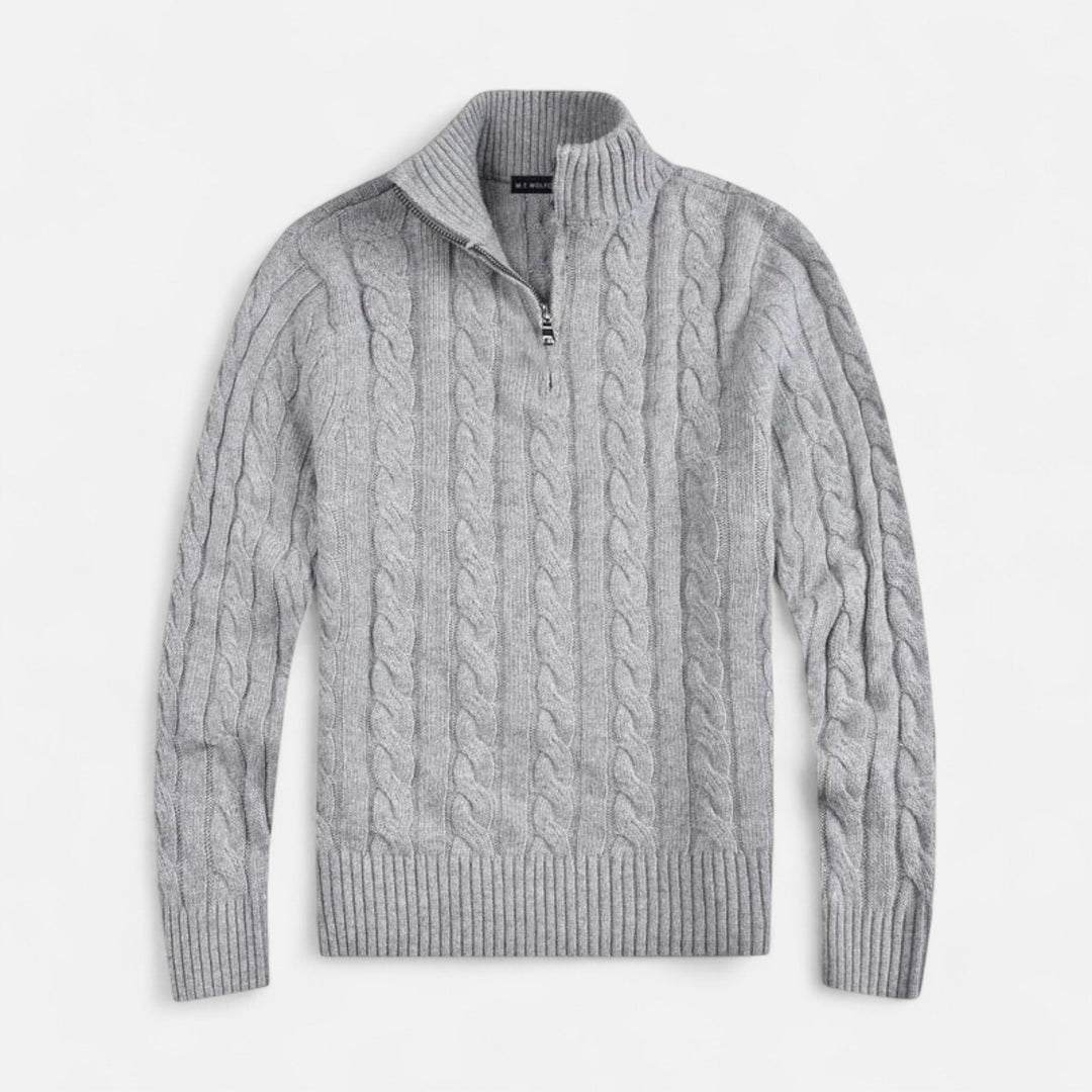 Timeless men's old money half-zip sweater, a luxurious classic knit pullover for refined comfort and versatile style.