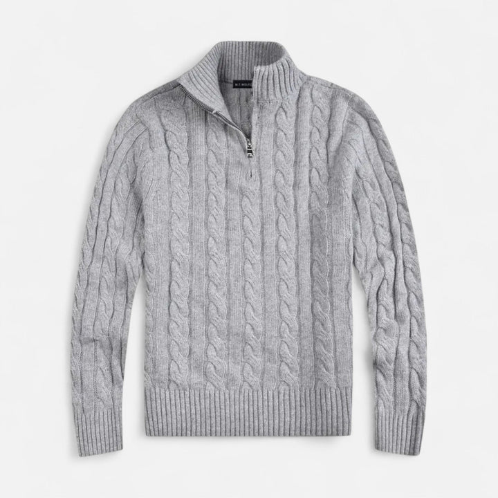 Timeless men's old money half-zip sweater, a luxurious classic knit pullover for refined comfort and versatile style.