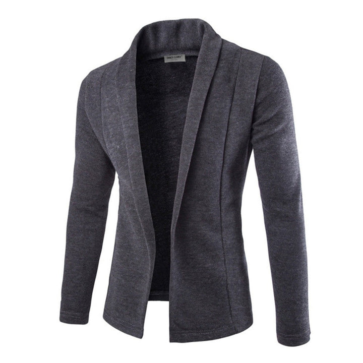 Men's open front shawl collar cardigan in stylish knitwear, perfect for versatile layering and comfort.