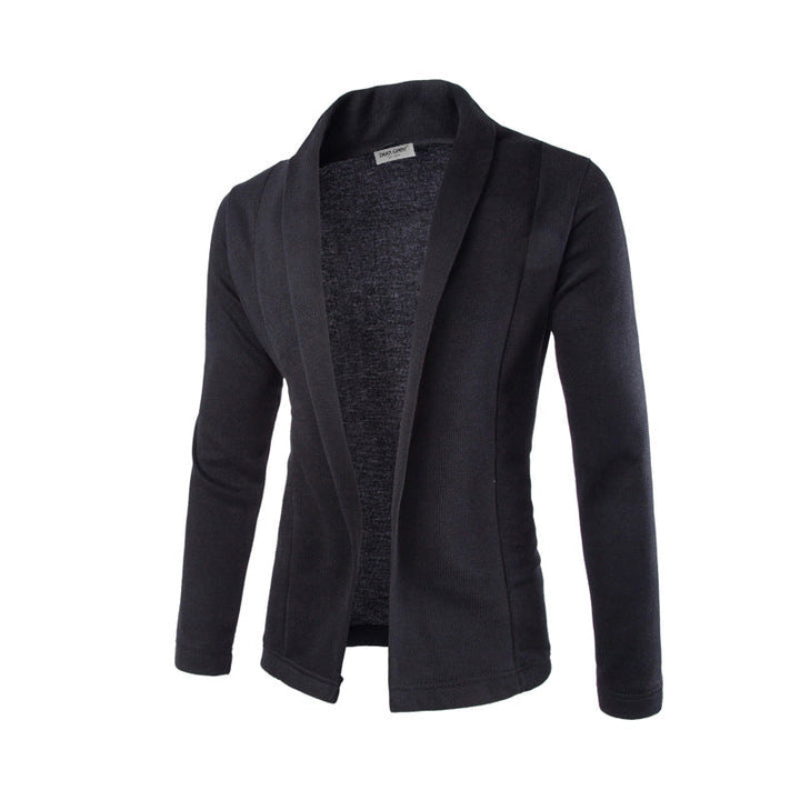 Versatile men's open front shawl collar cardigan, ideal for fall/winter casual wear and stylish layering.