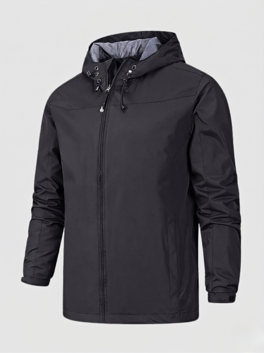 Men's Orlando lightweight hooded jacket in black, full zip for casual everyday comfort and activewear.