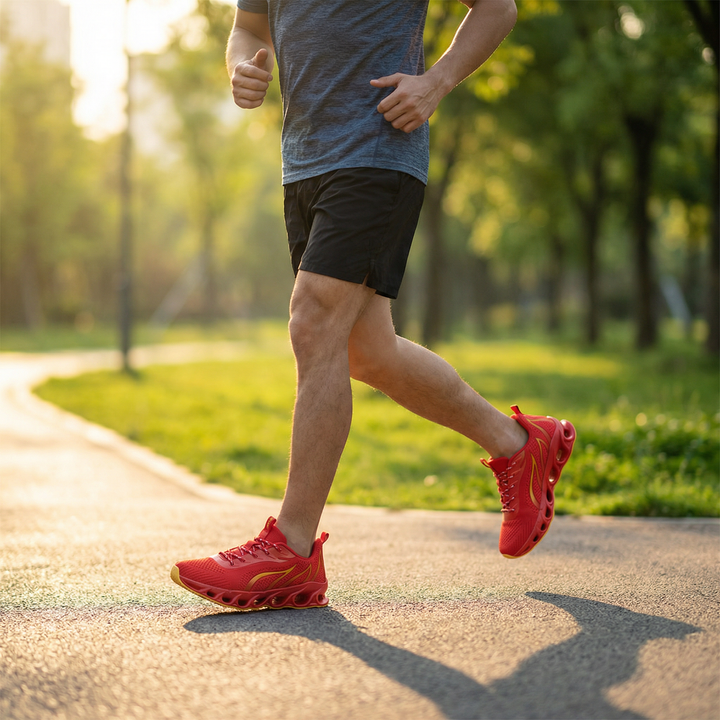 Men's athletic orthopaedic running shoes, providing lightweight comfort and support for active men.