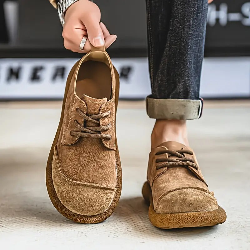 Comfortable men's orthopedic khaki shoes, crafted from premium leather for durability.