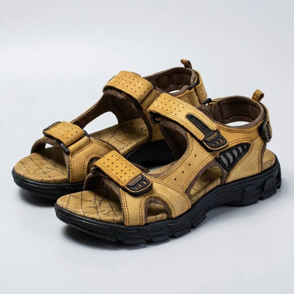 Orthopedic men's walking sandals, adjustable straps ensure a custom fit & superior foot support.