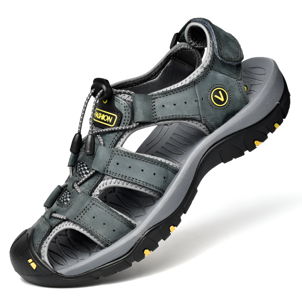 Comfortable men's orthopedic sandals, offering arch support & adjustable straps for pain relief.