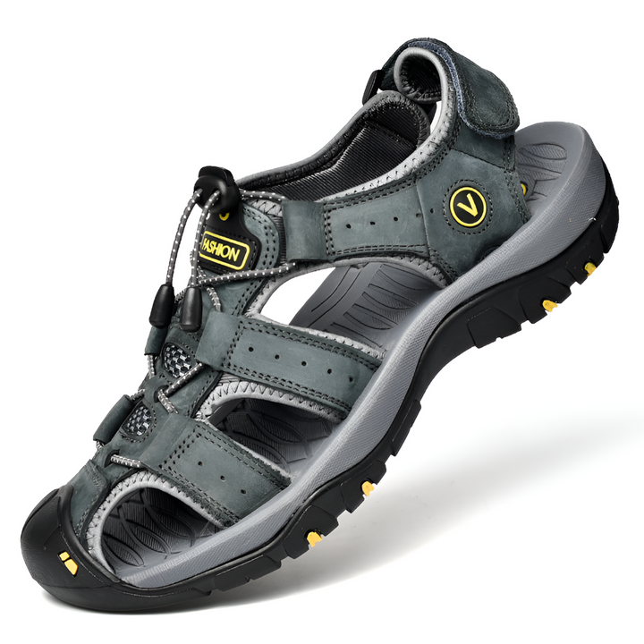 Comfortable men's orthopedic sandals, offering arch support & adjustable straps for pain relief.