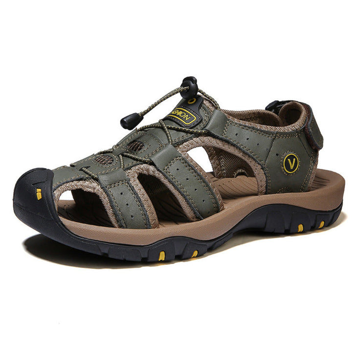 Supportive men's summer sandals, designed for comfort with adjustable straps & orthopedic benefits.