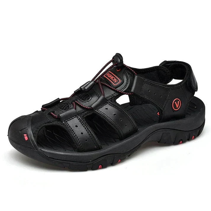 Stylish men's casual sandals featuring orthopedic arch support for all-day comfort and foot health.