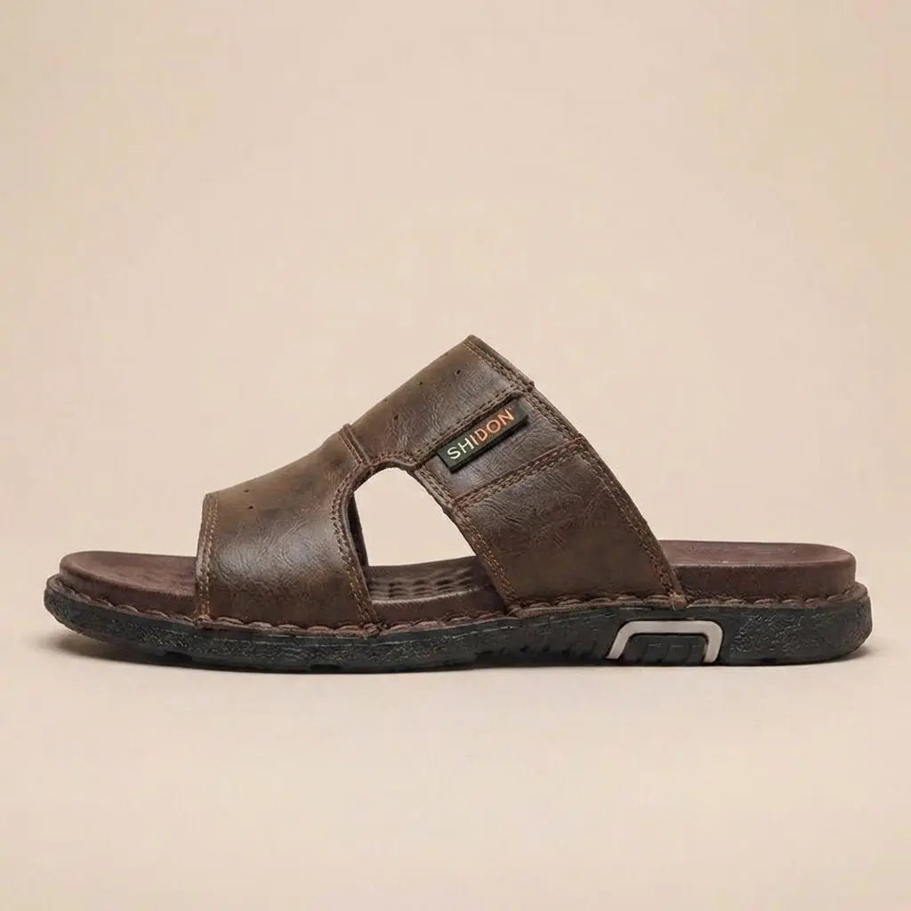 Casual men's orthopedic slide sandals for wide feet, offering excellent foot support and pain relief.