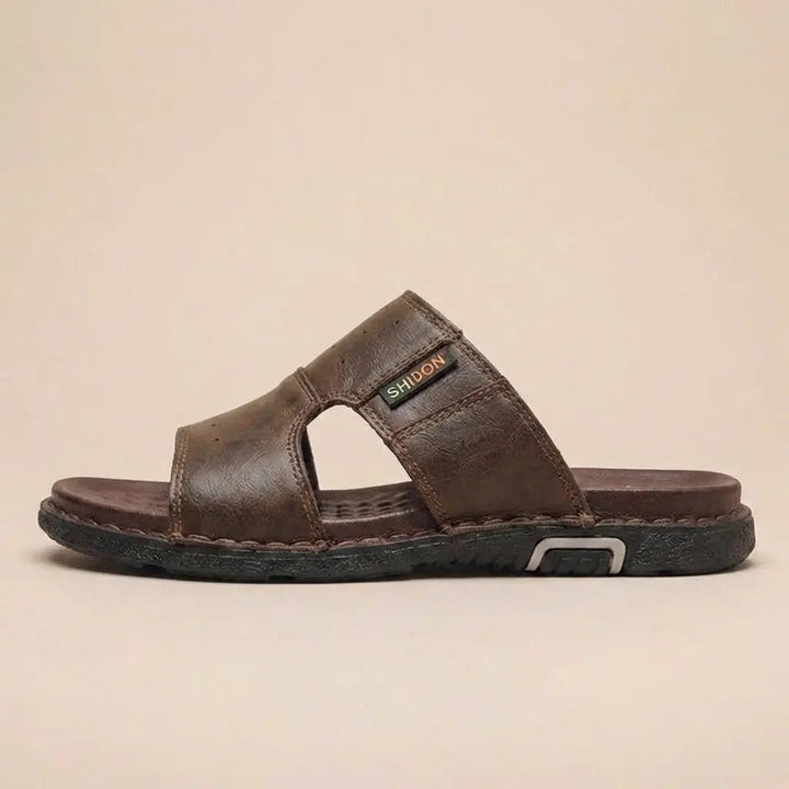 Casual men's orthopedic slide sandals for wide feet, offering excellent foot support and pain relief.
