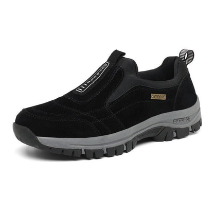 Men's orthopedic slip-on walking shoes. Provides arch support & comfort, relieving foot fatigue for daily strolls.