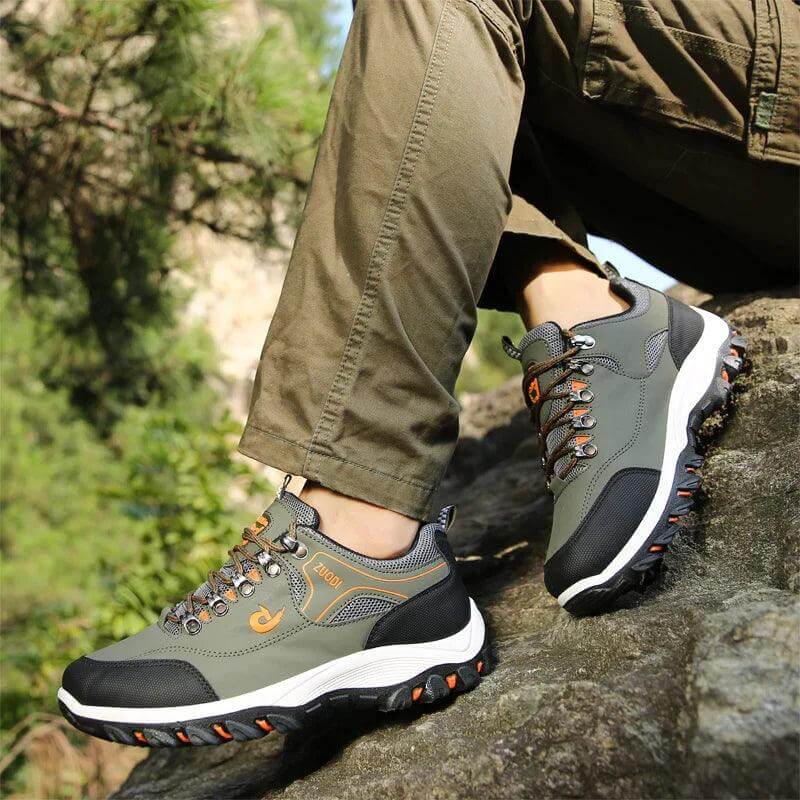 Men's orthopedic walking shoes, breathable mesh upper, arch support, comfortable for daily wear & outdoor activity.
