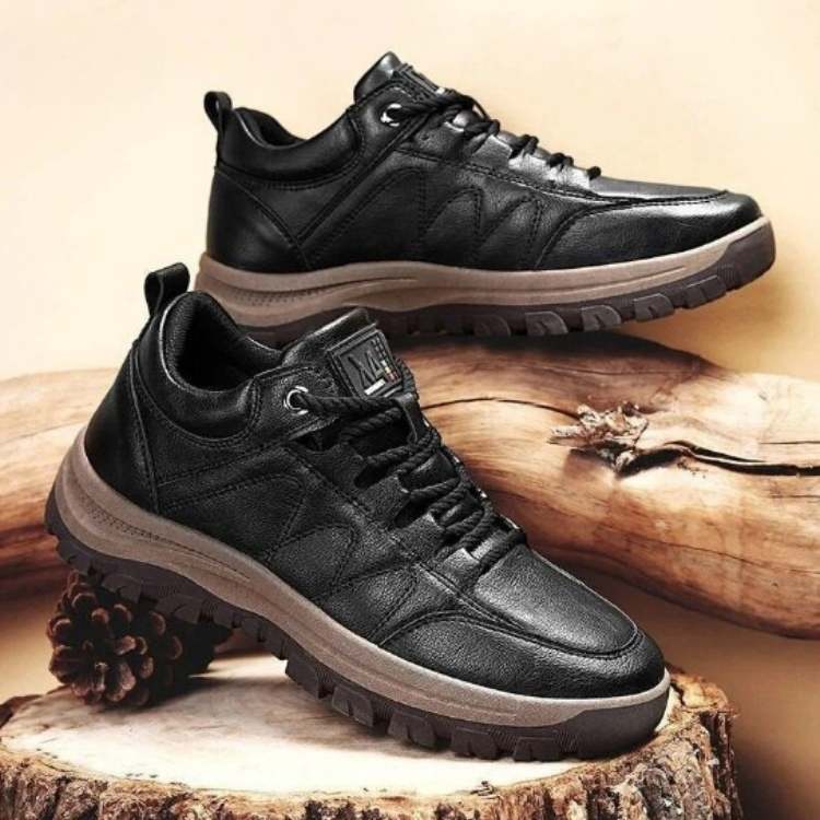 Orthopedic men's walking shoes ensuring foot health, comfort, & a non-slip cushioned grip for active outdoor use.