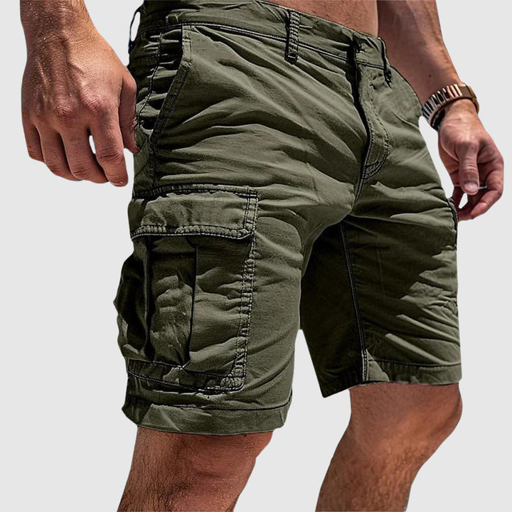 Men's outdoor cargo shorts with multiple utility pockets, perfect for hiking, travel, and casual wear.