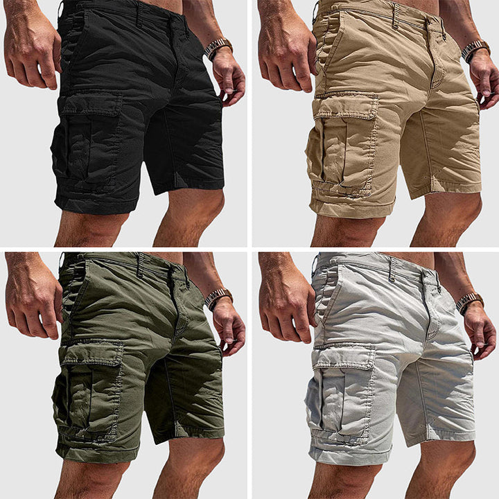 Rugged men's utility shorts, featuring cargo pockets for functionality and outdoor comfort.