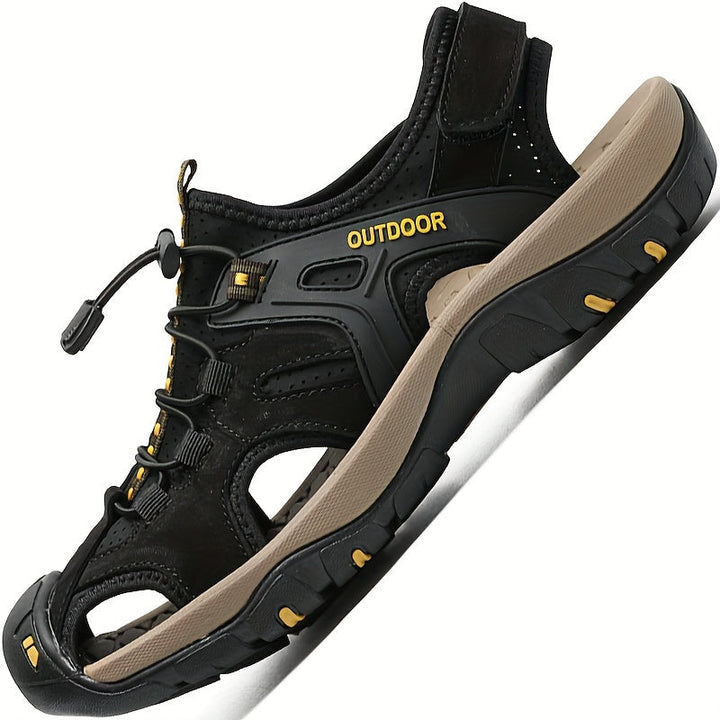 Men's outdoor walking sandals with closed toe & non-slip sole, ideal for hiking, trekking & adventure.