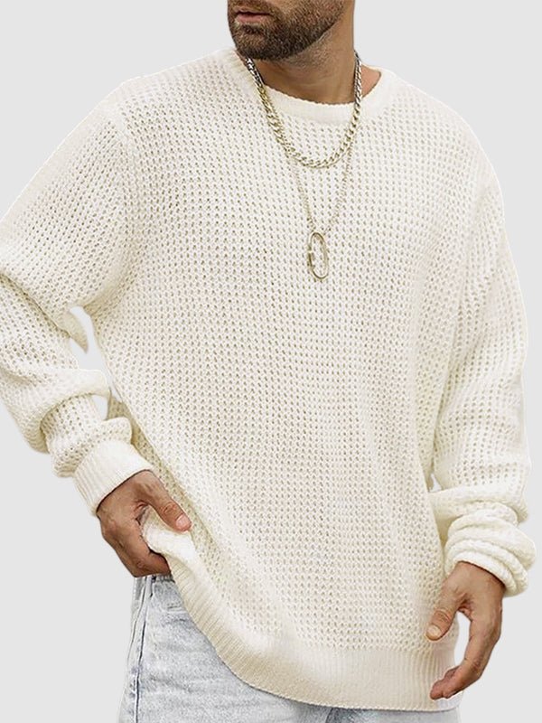 Men's oversized crew neck sweater in relaxed fit for casual wear. Perfect fall fashion.