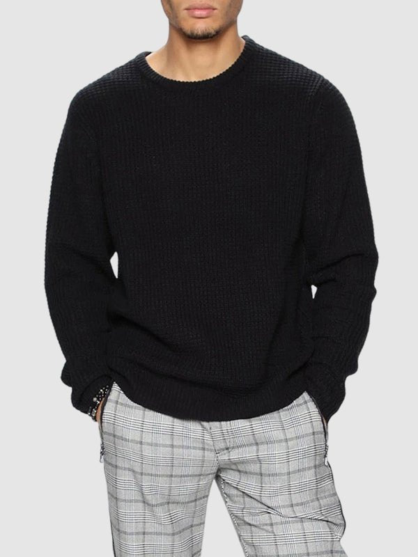 Relaxed fit men's oversized crew neck sweater, a comfortable casual wear staple.