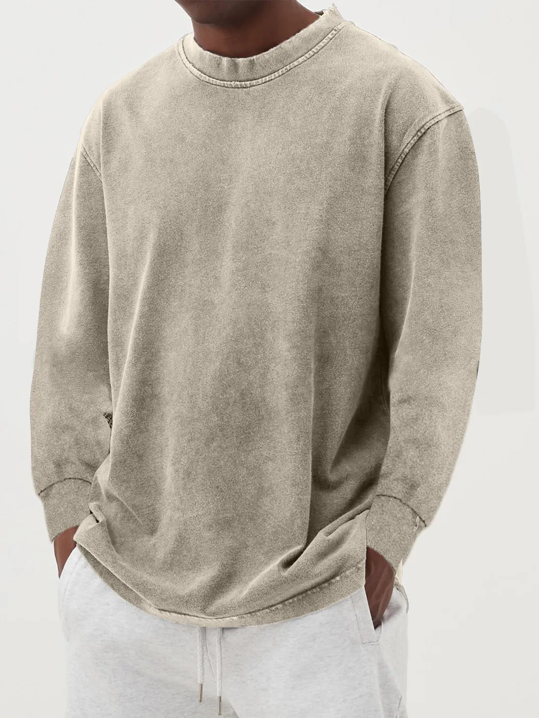 Warm men's oversized crewneck sweater, a cozy essential for winter fashion, leisure, and casual outings.