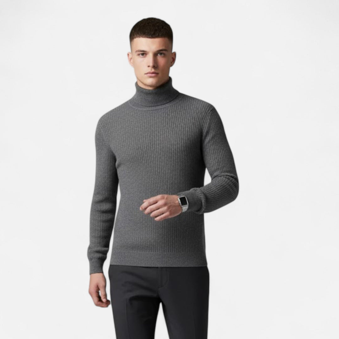 Men's comfortable high-lapel oversized pullover sweater, perfect for everyday elegant casual wear.