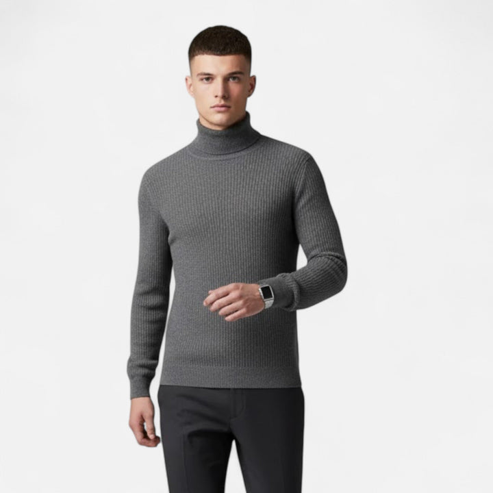 Men's comfortable high-lapel oversized pullover sweater, perfect for everyday elegant casual wear.