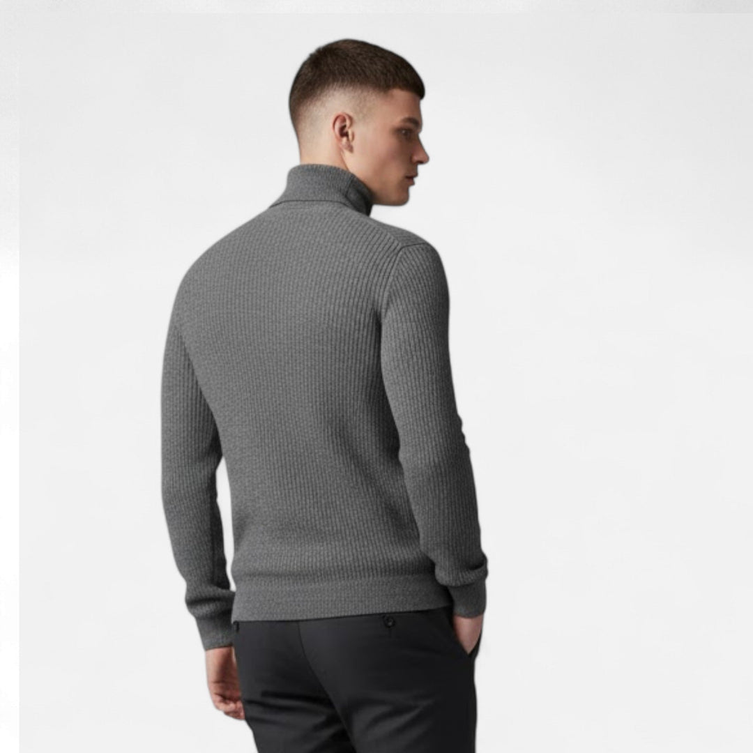 Luxury men's high-lapel oversized pullover sweater, featuring a long-sleeve design for ultimate autumn comfort.