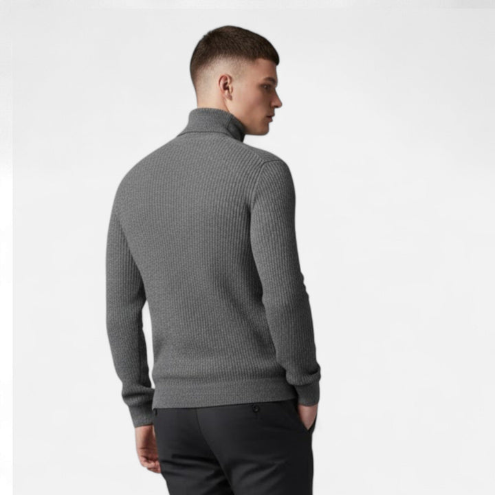 Luxury men's high-lapel oversized pullover sweater, featuring a long-sleeve design for ultimate autumn comfort.