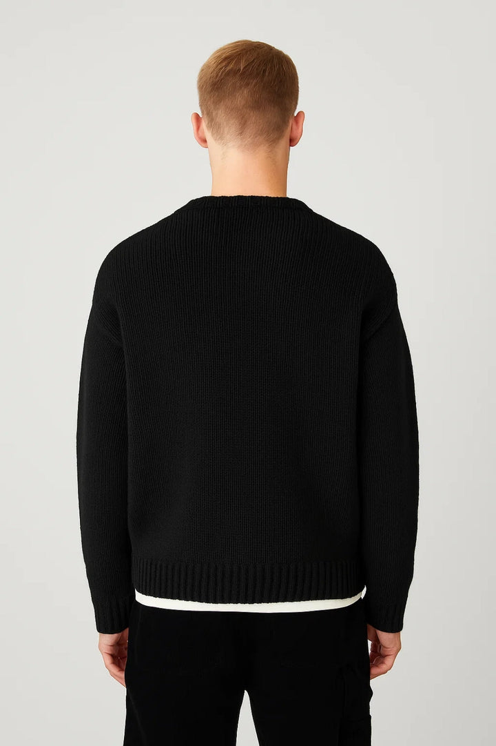 Soft men's oversized knit sweater, a relaxed fit crew neck pullover for supreme comfort and casual everyday style.