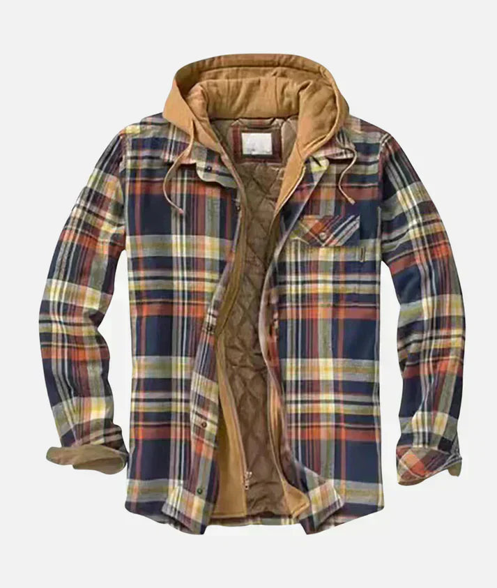 Casual men's gilet featuring a unique patchwork check pattern, ideal as a warm winter vest or autumn outerwear.