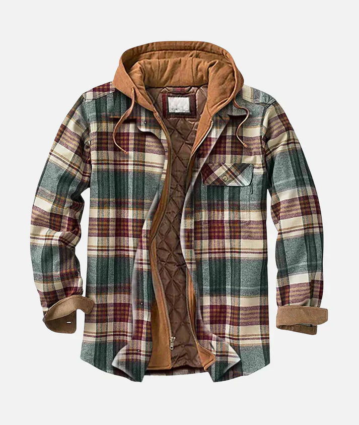 Man wearing a trendy men's patchwork check pattern gilet, a versatile sleeveless jacket for casual fall fashion.