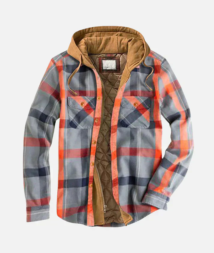Stylish men's gilet, a patchwork check pattern vest designed for comfort and warmth during autumn and winter.
