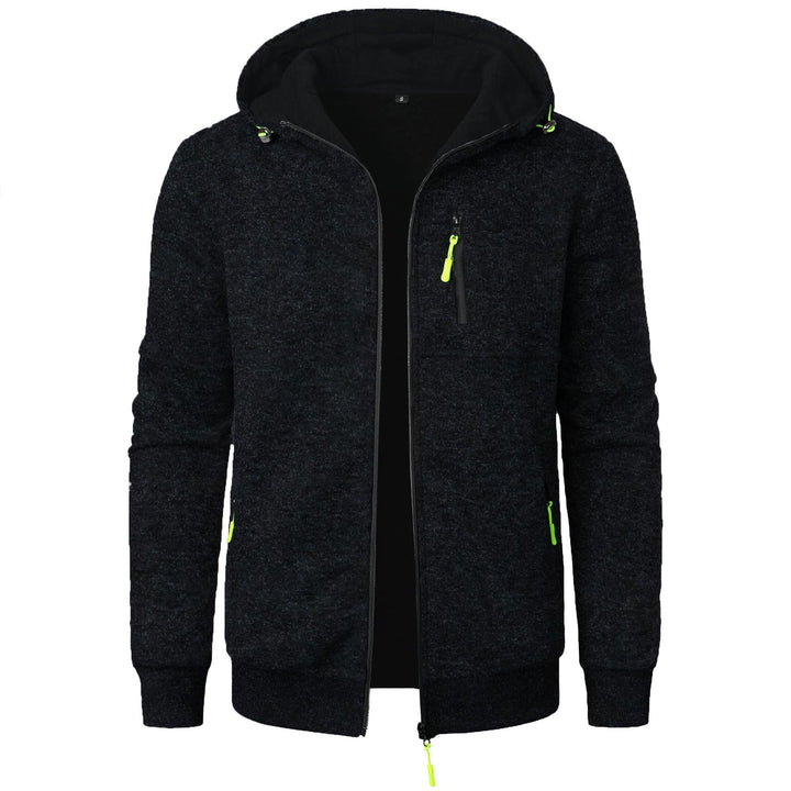 Men's patterned zip hoodie, comfortable and stylish for everyday casual wear and layering.