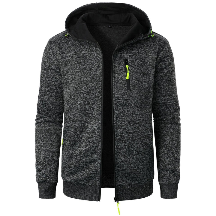 Comfortable men's patterned zip hoodie, ideal relaxed fit for casual wear and layering.