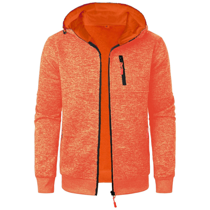 Stylish men's patterned zip hoodie for casual, comfortable layering with a modern design.