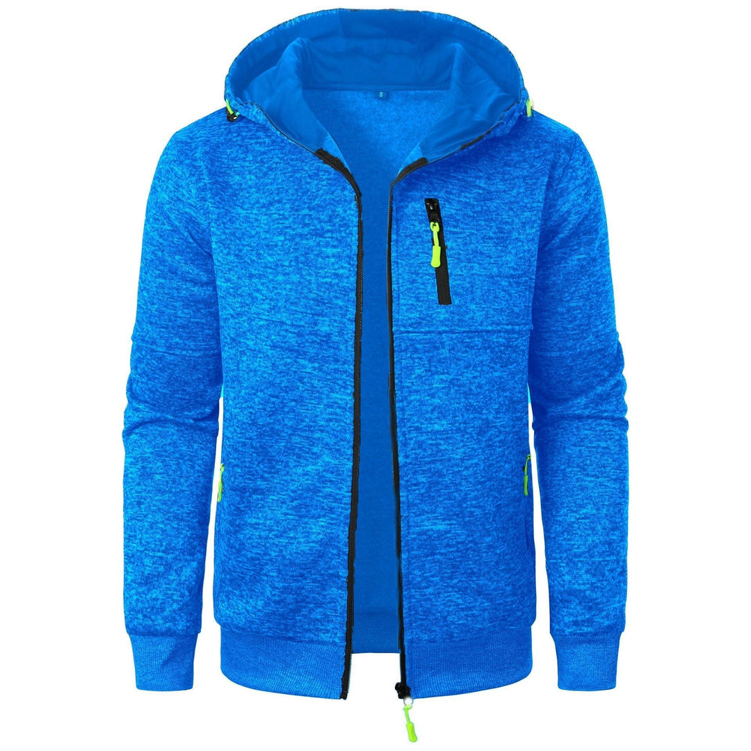 Men's fashionable patterned zip hoodie, a comfortable top for casual outerwear and everyday comfort.