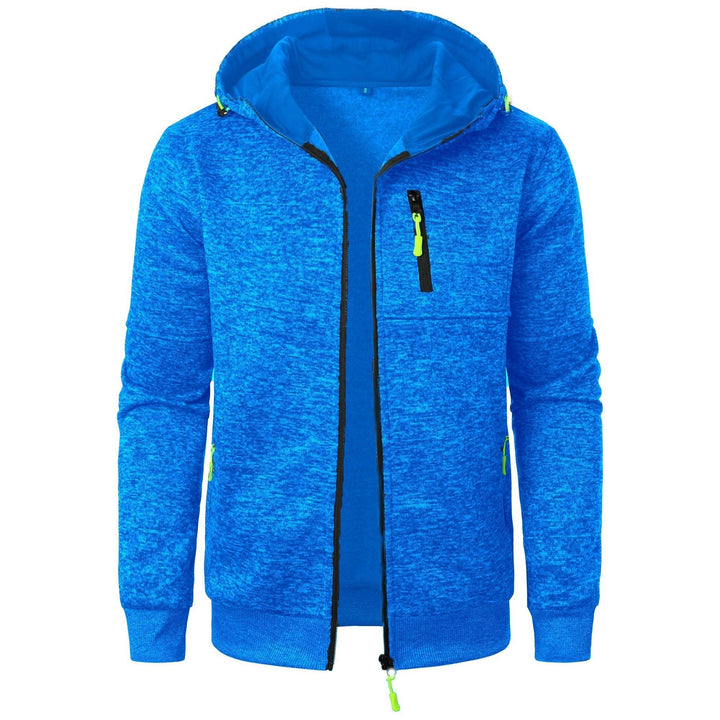 Men's fashionable patterned zip hoodie, a comfortable top for casual outerwear and everyday comfort.