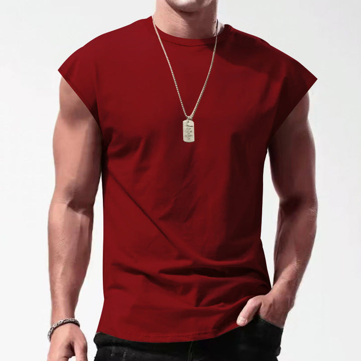 Blue men's performance sports tank top, perfect for gym, training, & active wear. Athletic fitness.
