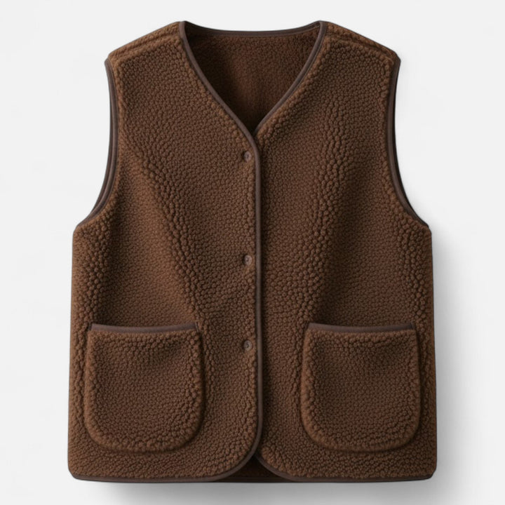 Beige men's plush vest with cashmere blend for ultimate warmth and fashionable winter layering.