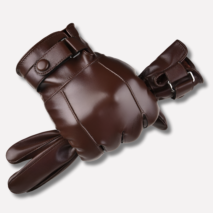 Stylish new men's leather winter gloves, perfect unisex cold weather accessory with a warm, fashionable design.