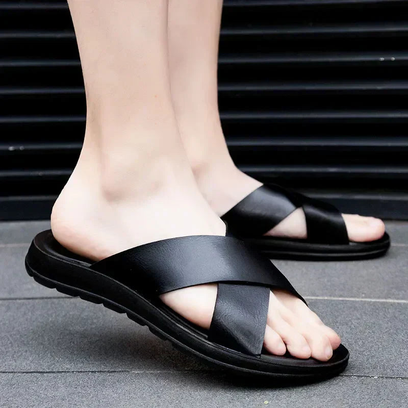 Premium men's comfortable slip-on sandals, ideal casual footwear for summer, beach, and everyday outdoor style.